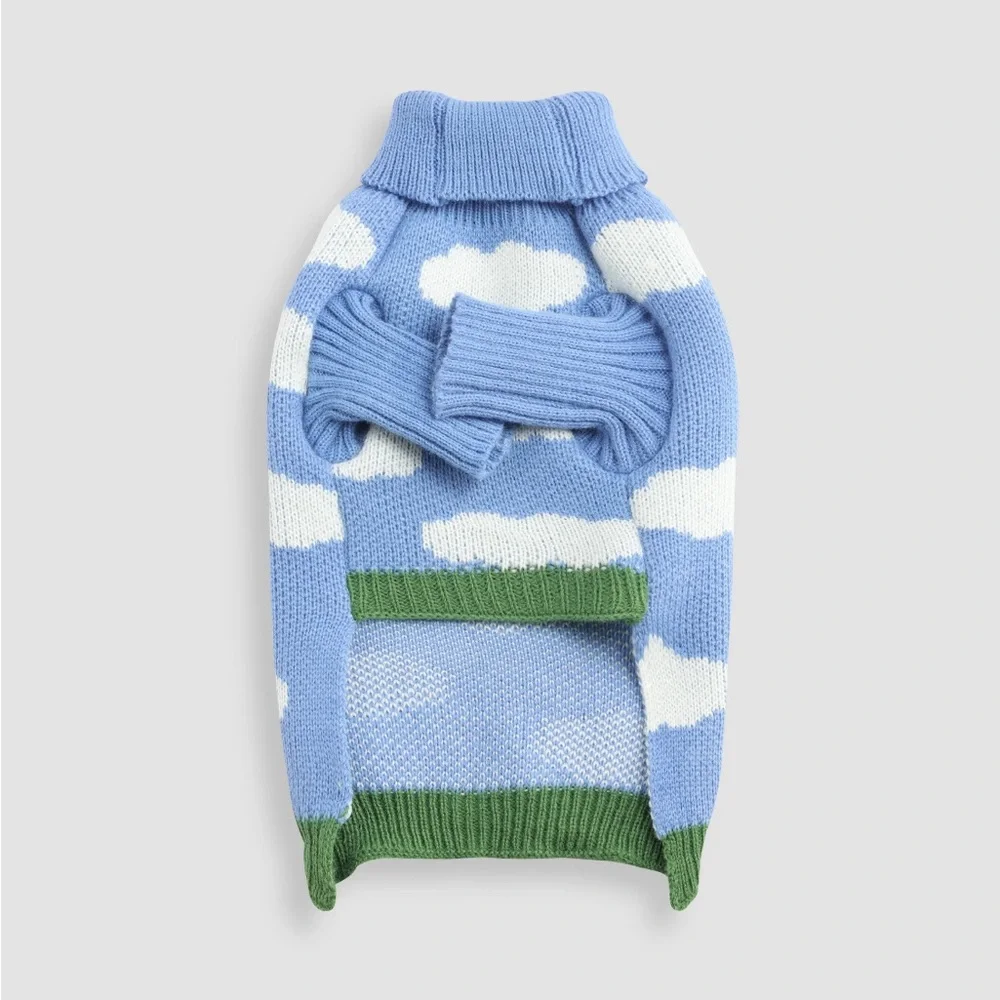 Cider Sky Blue and White Cat Sweater